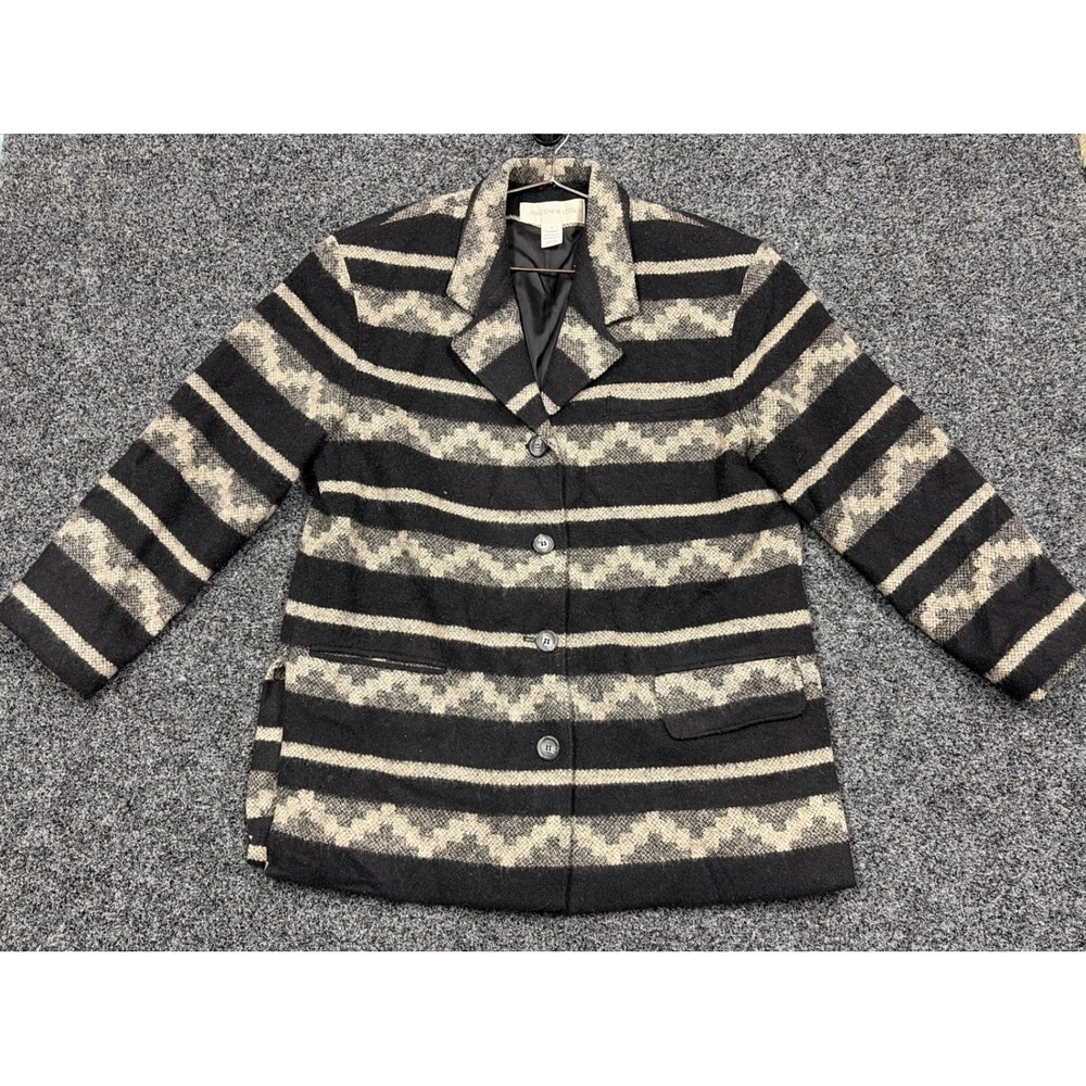 Jones New York Blazer Womens 8 Black Wool Southwestern Geometric Vintage Coat